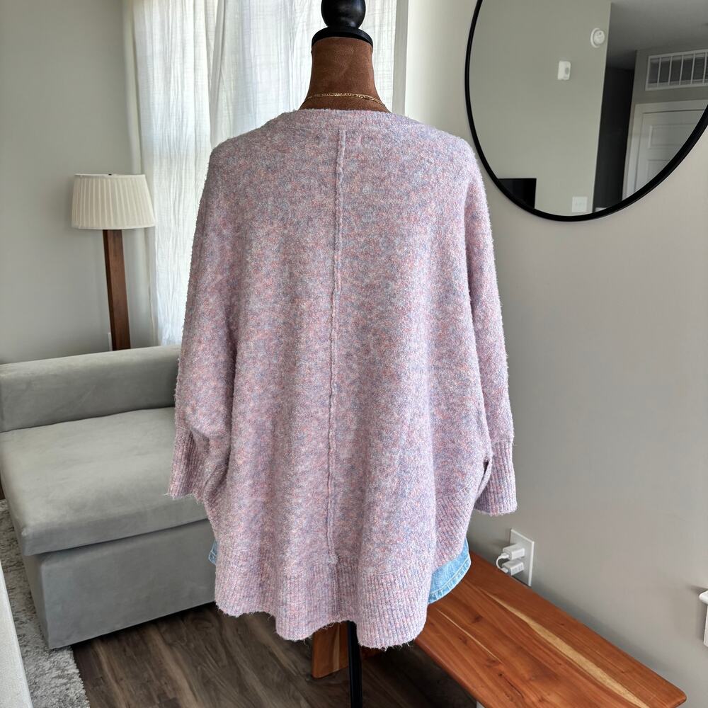 Lou & Gray Loft Pink Marble Heathered Knit Sweater Quarter Sleeve Poncho Style S - Picture 4 of 7
